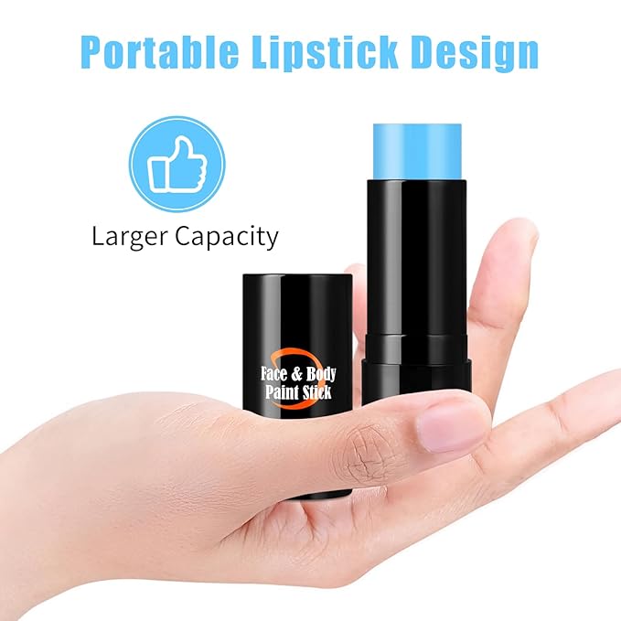 Cream-Blendable Light Blue Face Paint Stick, Portable Eye Black Stick for Sports, Full-coverage Cream Face Paint for Halloween Cosplay SFX Corpse Bride Sally Makeup Costume Parties