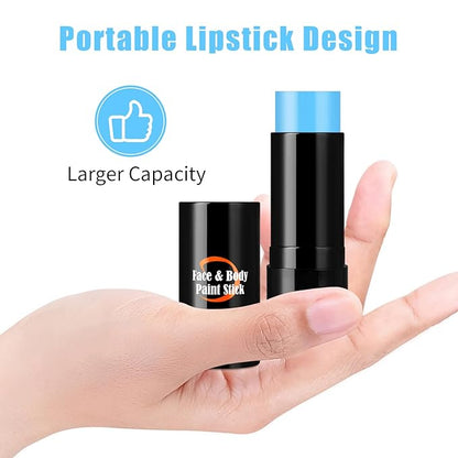 Cream-Blendable Light Blue Face Paint Stick, Portable Eye Black Stick for Sports, Full-coverage Cream Face Paint for Halloween Cosplay SFX Corpse Bride Sally Makeup Costume Parties