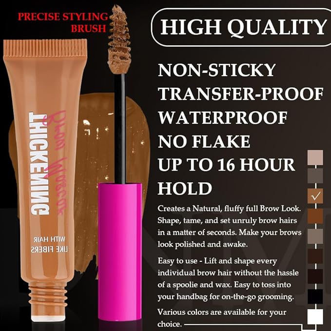 Tinted Thickening Brow Mascara,Brow Fast Sculpt,Waterproof, Transfer-proof, Brush to Fill in Eyebrows and Cover Gray Hairs - Cruelty Free - Light Medium Brown (1pc 03 Auburn)