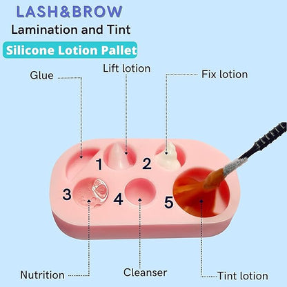 Silicone Palette for Lash Lift and T-int 6 Function Tray for Eyelash Lifting Brow Lamination with D-ye New Useful Lash Extension Remover Conditioner Primer Cleanser Tool-More Than 2000 Applications