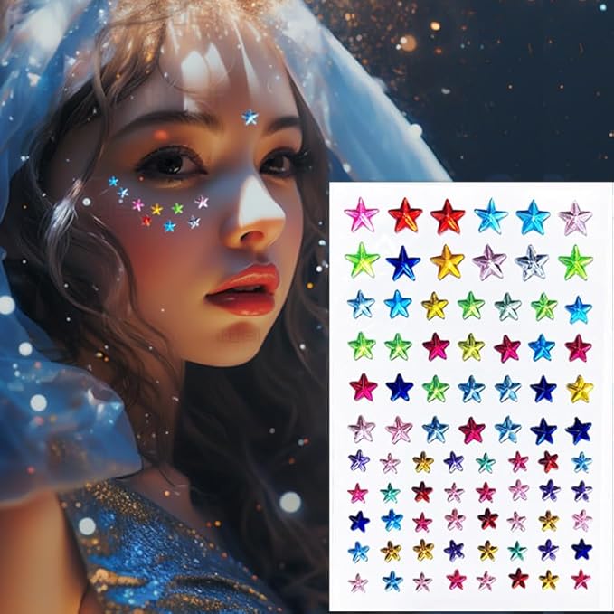 Eye Corners Face Jewels Stars Bindi Rhinestone Festival Face Gems Tattoo Decorations Jewels Body Glitter Crystal Sticker Temporary Face Tattoo