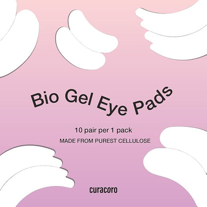 Curacoro Biogel Eye Pads for Lash Extensions, Soft Sticky Under Eye Patches for Sensitive Skin, Eyelash Perm Lamination, Lash Extension Remover Supplies (10 Pairs)