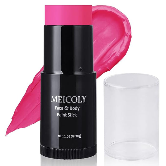 MEICOLY Pink Face Paint Stick(1.06Oz),Waterproof Sweatproof Pink Eye Black Softball/Baseball/Football,Cream Body Paint,Blendable Face Painting for Halloween Special Effects SFX Makeup