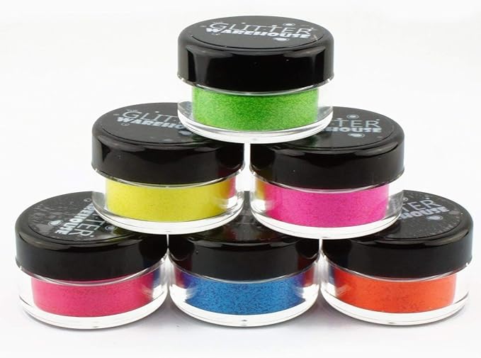 6pc GlitterWarehouse Loose Bright & Bold Neon Matte Cosmetic Glitter