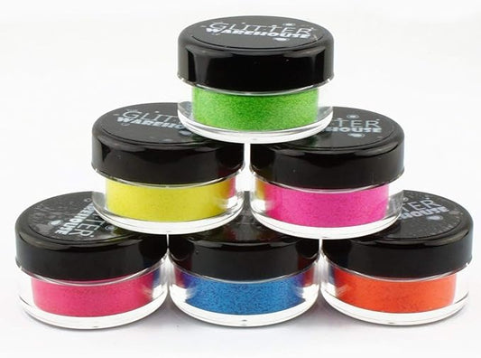 6pc GlitterWarehouse Loose Bright & Bold Neon Matte Cosmetic Glitter