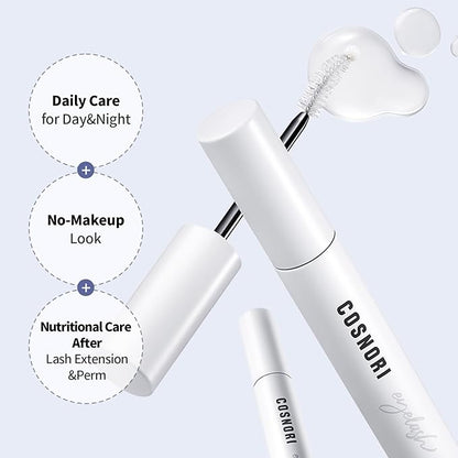 COSNORI Long Active Eyelash Serum - Korean Eyelash Boost Serum - Eyebrow Growth Enhancer for Longer and Thicker - Vegan Prostaglandin Free & Non Irritating - Peptides, Hyaluronic Acid, 0.3 fl.oz.