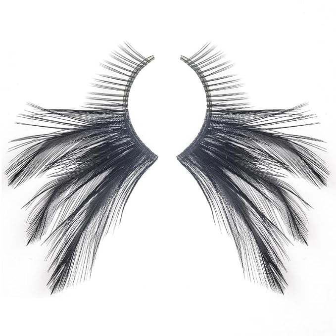 halloween Feather Eyelashes witch makeup Cat eyes Black tail Lashes extension wedding Show Halloween Cosplay Wedding false lashes drama theatre model Hand-made Luxury Fashion Fake Lashes
