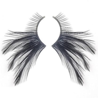 halloween Feather Eyelashes witch makeup Cat eyes Black tail Lashes extension wedding Show Halloween Cosplay Wedding false lashes drama theatre model Hand-made Luxury Fashion Fake Lashes