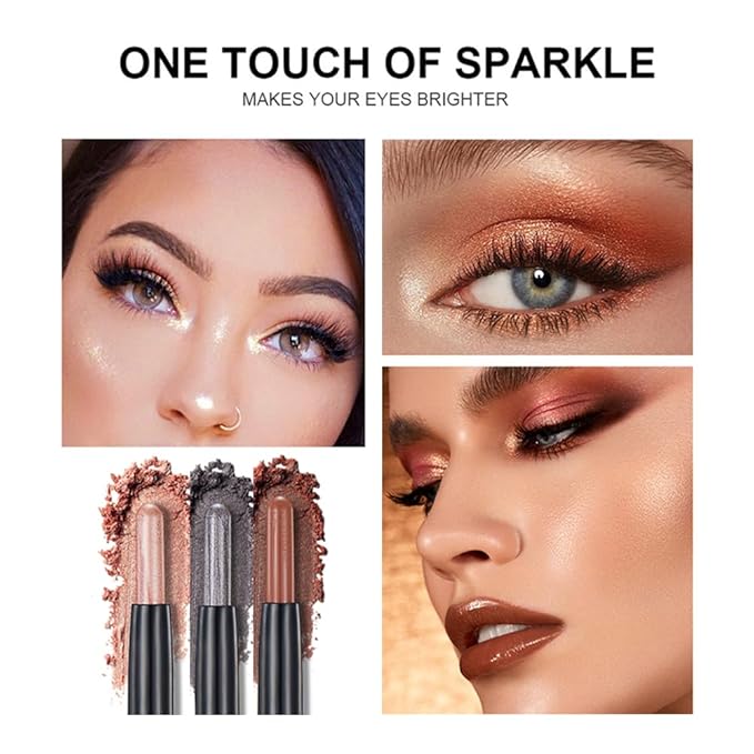 White Eyeshadow Stick Makeup, Cream Shimmer Eye Shadow Pencil, Hypoallergenic Waterproof Long Lasting Crayon, Smooth Glitter Primer Palette Eyeliner Make up