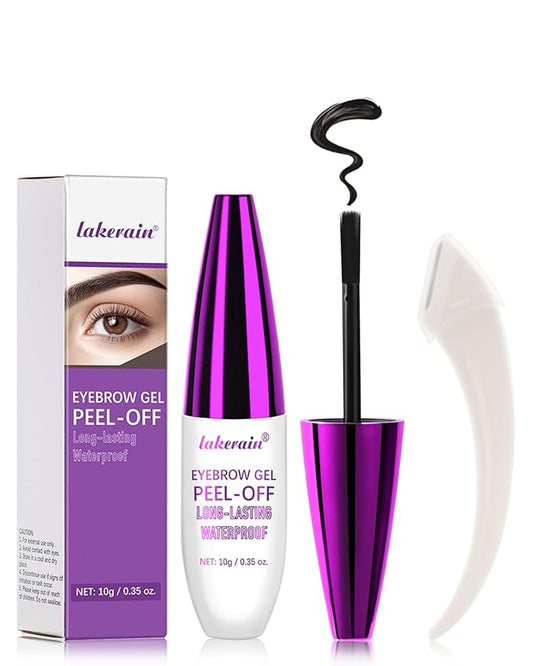 Easy Peel Off Eyebrow Gel Kit, 2 Pcs Gray Tattoo Eyebrow Gel Easy Peel Off with Brow Razor, Long-Lasting Waterproof Sweatproof Eye Brows Tinting Kit for Women, Tinted Brow Glue for All Skin Types-04#