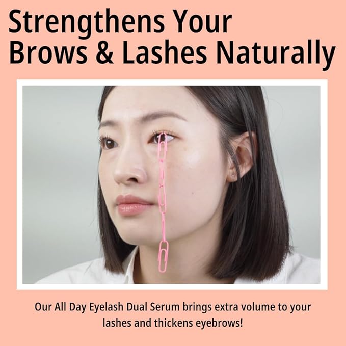 daymellow All Day Eyelash Dual Serum 0.34fl.oz/10ml, 2-in-1, Eyelash Serum, Black Beans, Peptide, Panthenol, Enhancing, to Grow Lashes, Longer, Thicker, Advanced Lash, Vegan, Korean Skincare