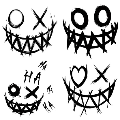 Tattoo Tech, 4 Sheets Semi Permanent Tattoo, Adult Art Design Temporary Tattoos, Lasts 1-2 Weeks, Waterproof, Realistic Look, No Adhesive, No Reflection (Joker Smile Design)