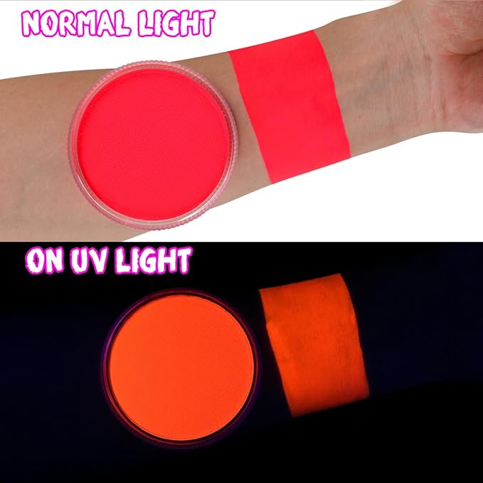 Bowitzki 30g Professional Face Paint Body Paint Water Based Face painting Makeup Safe for Kids and Adults Split Cake Single Color (Neon Red)