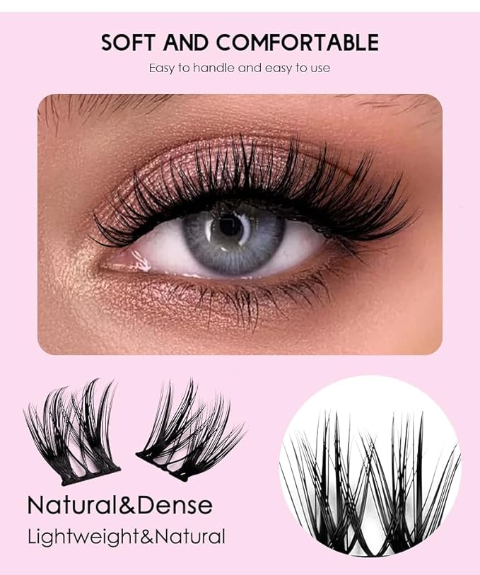 Eyelash Clusters -Wispy Lash Clusters, Individual Lashes, Mixed Lash Clusters, False Eyelash Extensions, DIY Lash Extension for Self Application (FD10-4 C-Curl 0.05D 70D 110PCS 10-14mm Mix)