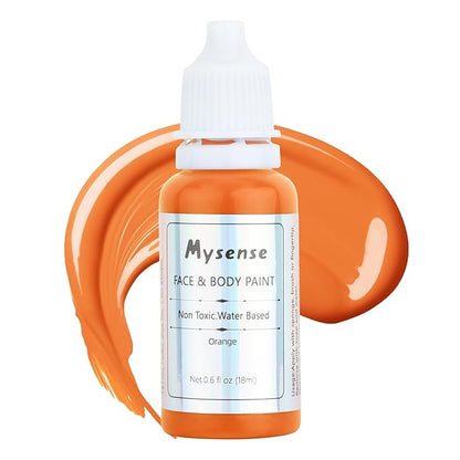 Mysense Orange Face Body Paint,Water Based Washable Face Paint,Non-toxic Cream Body Paint for Adults and Children Halloween Costume SFX Pumpkin Cosplay Makeup,0.6oz