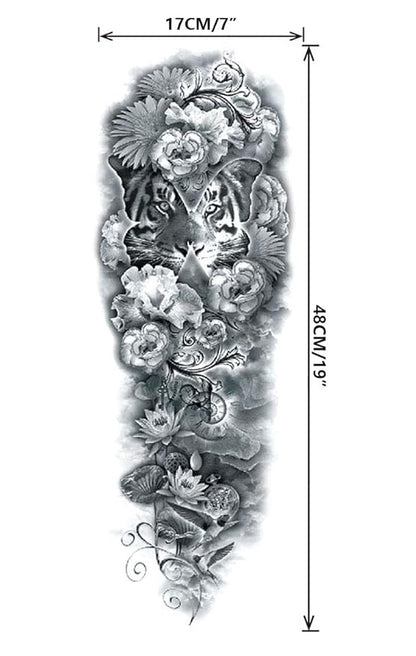 Pinone Full Arm Temporary Tattoo For Man Women L19“xW7”(12 Sheets)