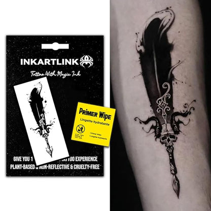 Semi Permanent Tattoo, temporary tattoo, men's tattoo, party tattoo, exquisite and realistic design, fun tattoo experience, cruelty-free, non-reflective, waterproof (Magic pen)