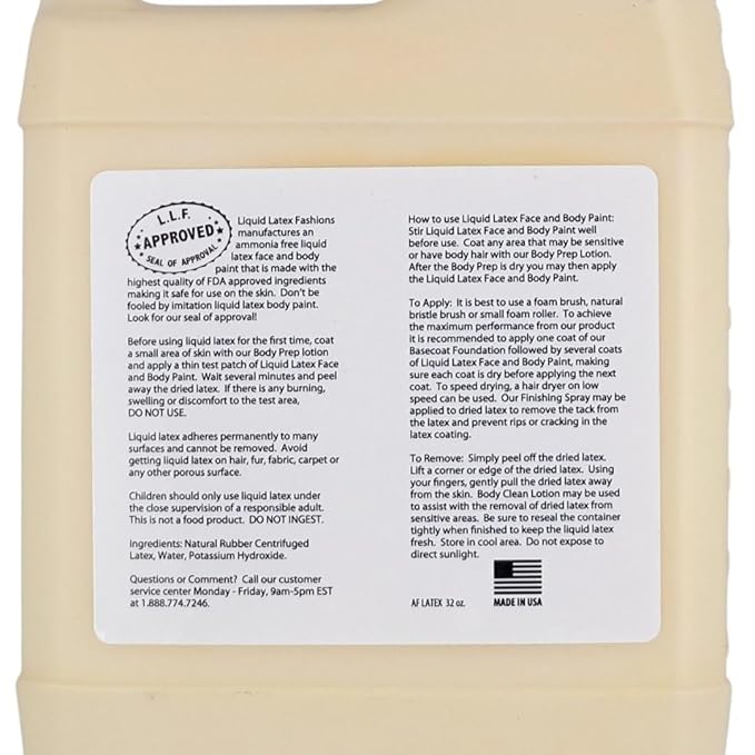 Flesh 32 Fl Oz - Liquid Latex Face and Body Paint, Ammonia Free No Odor, Arts and Crafts Paint for Halloween Zombie Cosplay!