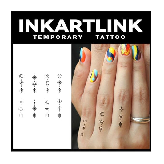 Tattoo Tech, 2 Sheets Medium Semi Permanent Tattoo, Temporary Tattoos, Last 1-2 Weeks, Waterproof, Realistic Look, No Adhesive, No Reflection (Minimalist Lines)