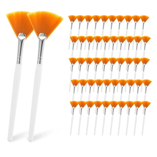 48 Pcs Fan Brushes Facial Applicator, Multi-Use Soft Peel Makeup Brush Spa Tools for Women and Girls Enhance Your Skincare Ritual-Yellow
