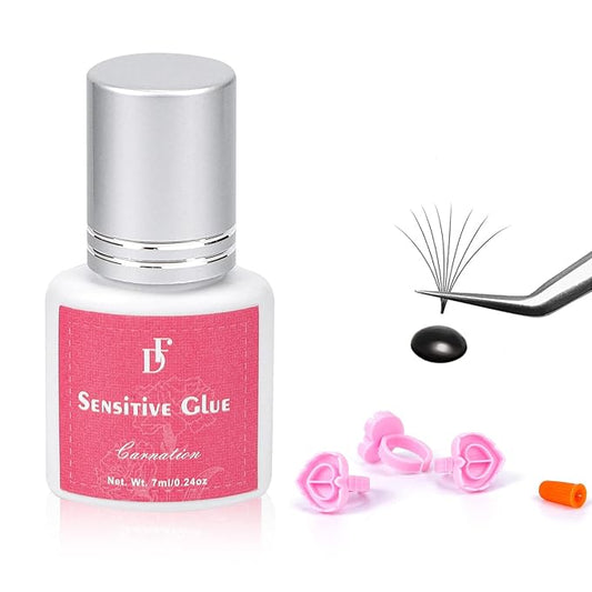 Sensitive Eyelash Extension Glue No Fume 3-5S Drying Time Waterproof Lash Glue 4-5 Weeks Retention Hypoallergenic Lashes Adhesive Low Irritation Black Eyelashes Bond for Professional Use