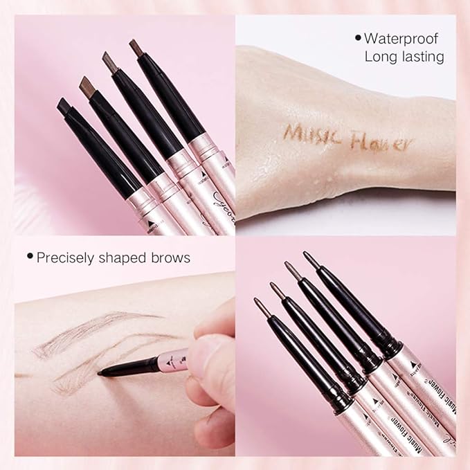 Eyebrow Pencil - Black Dual Ended Brow Pen & Eyebrow Wax Pen, Waterproof Smudge Proof Long Lasting Eyebrow Pen, Eyebrow Waxing Shaping Clear Eye Makeup Kit