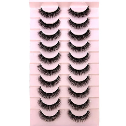 HBZGTLAD Soft Mink Eyelashes 3D Curl Winged End Eye Elongated Fake Lashes Thick Handmade Natural False Eyelash Messy Cross Lash Wholesale (FT-02)