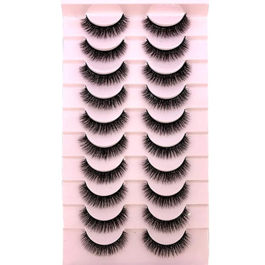 HBZGTLAD Soft Mink Eyelashes 3D Curl Winged End Eye Elongated Fake Lashes Thick Handmade Natural False Eyelash Messy Cross Lash Wholesale (FT-02)