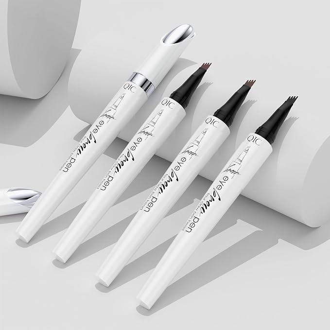 Upgraded Microblading Eyebrow Pen, 4-Fork-Tip Magical Eyebrow Pencil, 3D Natural Hair-Like Brows Makeup, Waterproof & Long-Lasting for All Day, Christmas Gift for Mom Wife or Girlfriend, Dark Brown