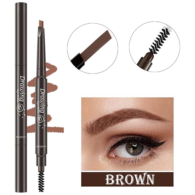 2 Different Eyebrow Cream,Eyebrow Pencil, with Eyebrow Brushes, Eye Makeup Long Lasting Waterproof and Smudgeproof Natural Looking Brows(Brown)