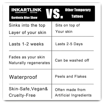 Tattoo Tech, 2 Sheets Extra-Large Semi Permanent Tattoo, Adult Art Design Temporary Tattoos, Lasts 1-2 Weeks, Waterproof, Realistic Look, No Adhesive, No Reflection (Flower Design)