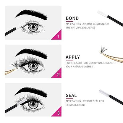 Lash Bond and Seal Lashes Cluster Glue DIY Lash Clusters Glue Individual Lashes Strong Hold 48-72 Hours DIY Suitable for Sensitive Eyes