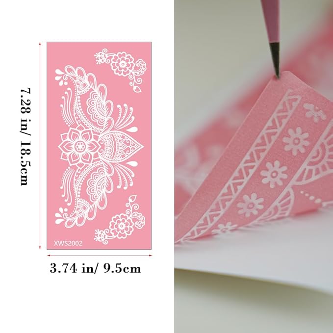 XMASIR Tattoo Kit, Temporary Tattoos Stencils 18 Sheets Pink Henna Tattoo Templates Flower Sun Moon Indian Arabian Face Body Paint DIY for Girls Women (Pink)