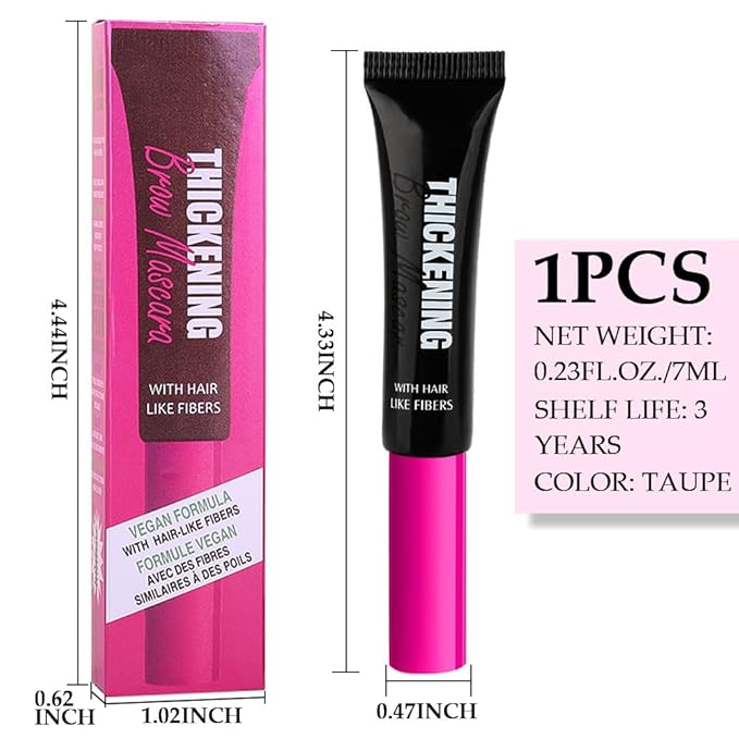 Tinted Thickening Brow Mascara,Brow Fast Sculpt,Waterproof, Transfer-proof, Brush to Fill in Eyebrows and Cover Gray Hairs - Cruelty Free - Light Medium Brown (1pc 08 Black)