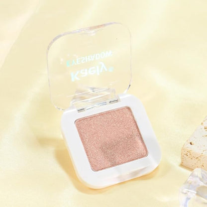 evpct Champagne Shimmer Single Eyeshadow Palette, Rose Gold Ice Pink Nude Glitter Cream Eye shadow Palette Singles Brightener Makeup for Older Women, High Pigment Waterproof Monochrome Mini Eyeshadow