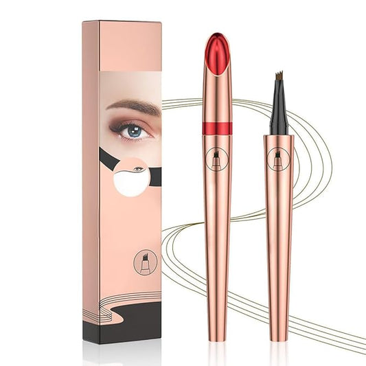 Magic Eyebrow Pencil 1Pcs 3D Microblading Eyebrow Pencil with 4 Fork Tip, Waterproof Long-Lasting Natural Makeup Fine Stroke Eyebrow Pen (Dark Coffee)