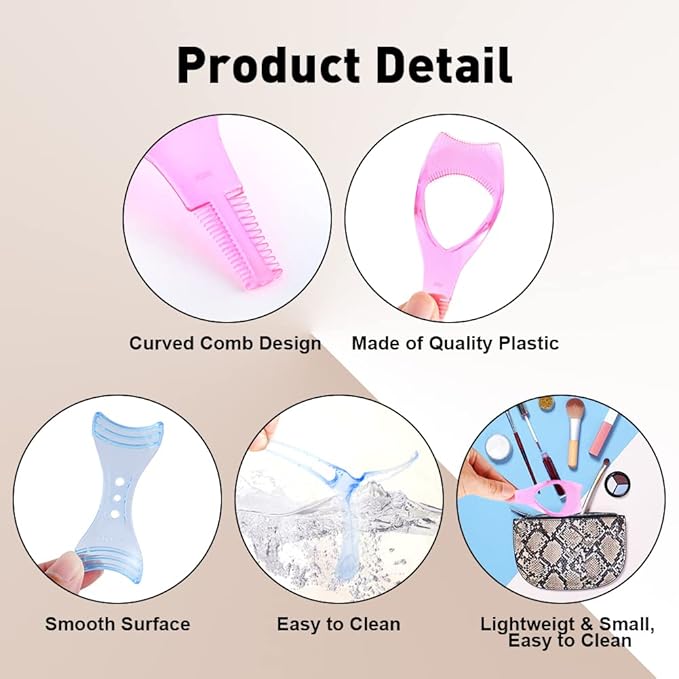 Abnaok 3 Pack Eye Makeup Tool Kit, Eyelashes Tools Mascara Shield Applicator Guard，Eyeliner Stencils and Eyebrow Stencils Kit for Beginners