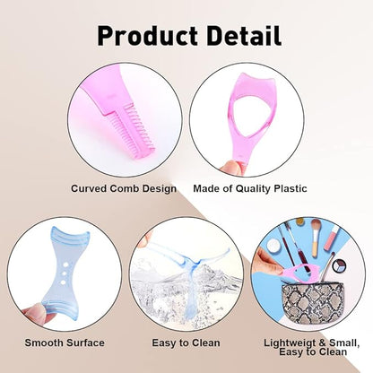 Abnaok 3 Pack Eye Makeup Tool Kit, Eyelashes Tools Mascara Shield Applicator Guard，Eyeliner Stencils and Eyebrow Stencils Kit for Beginners