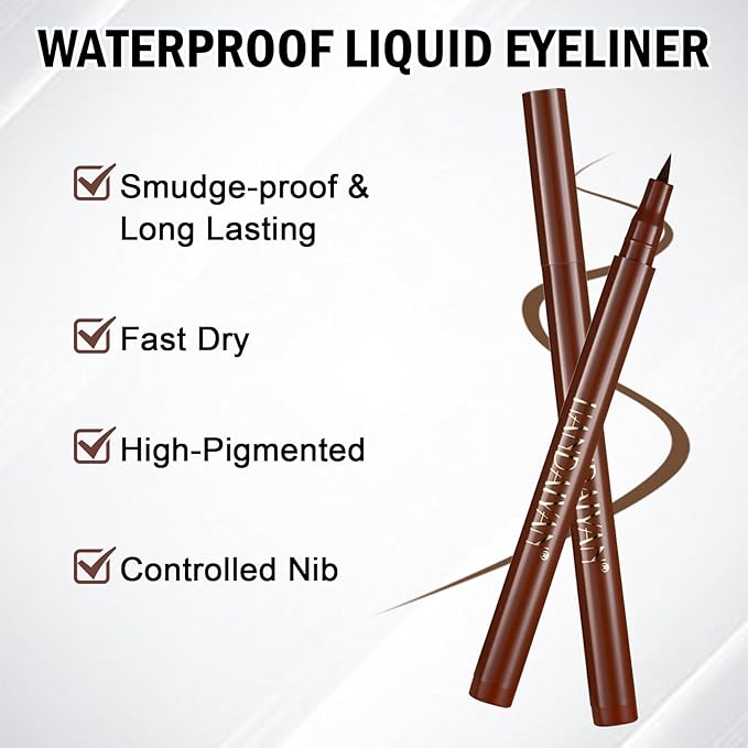 Mascara Eyelashes & Liquid Eyeliner Pencil Set, Lash Extensions Mascara Volume and Length Waterproof, Long-Lasting Smudge-Proof Makeup Set for Women #Burgundy
