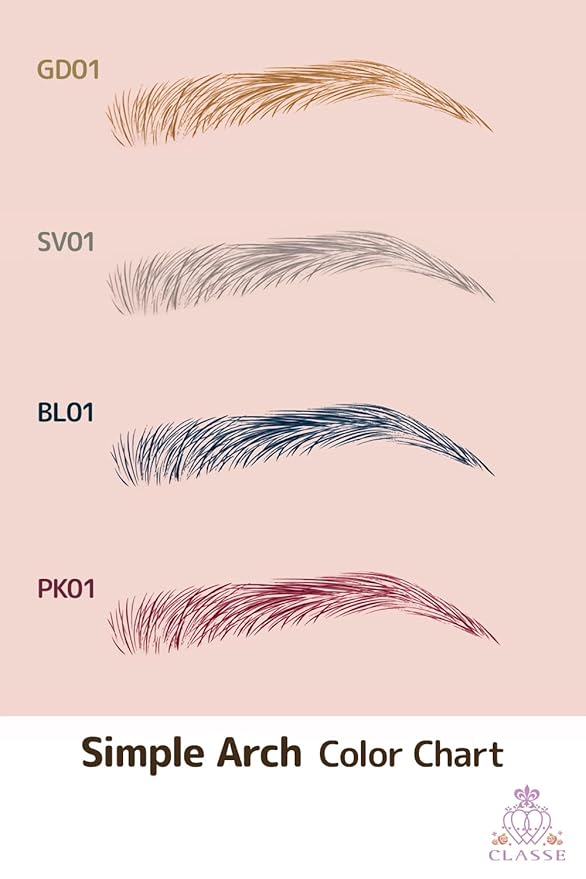 CLASSE Waterproof Eyebrow Tattoo Sticker, Colored for Cosplay, 12pair 4D Hair-Like temporary sticker on eyebrows, No water needed, peel off Painfuless, Simple Arch BL01 Blue