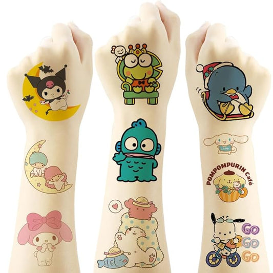 40 PCS Kitty Birthday Party Supplies Tattoo Sticker for Kids, Sanrio Anime Cartoon Tattoos for Boys Girls, Waterproof Tattoo Sticker Birthday Parties