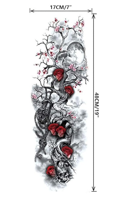 Pinone Full Arm Temporary Tattoo For Man Women L19“xW7”(12 Sheets)