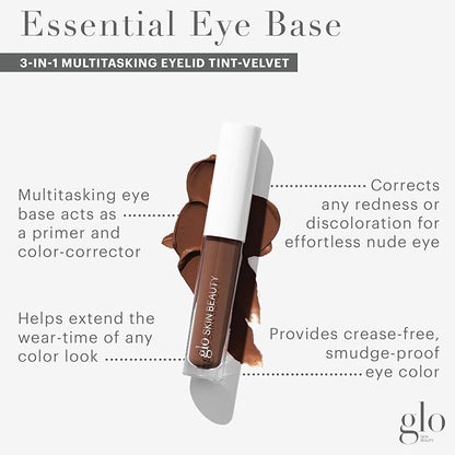 Glo Skin Beauty Essential Eye Base - 3-in-1 Multitasking Eyelid Tint, Primer & Color Corrector - Vegan Shades (Velvet)