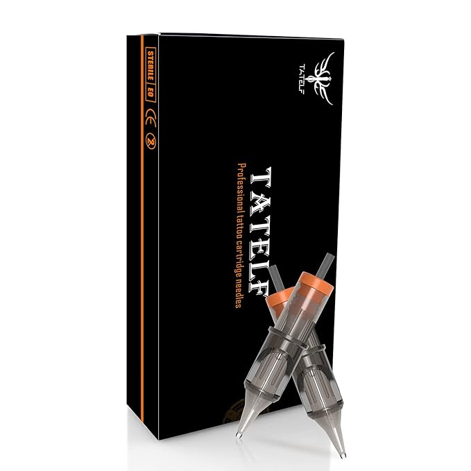 TATELF 50pcs Professional Disposable Tattoo Cartridge Needles Round Shader Mixed 3RS 5RS 7RS 9RS 11RS for Tattoo Pen Rotary Machine Kit Tattoo Supplies(RS)