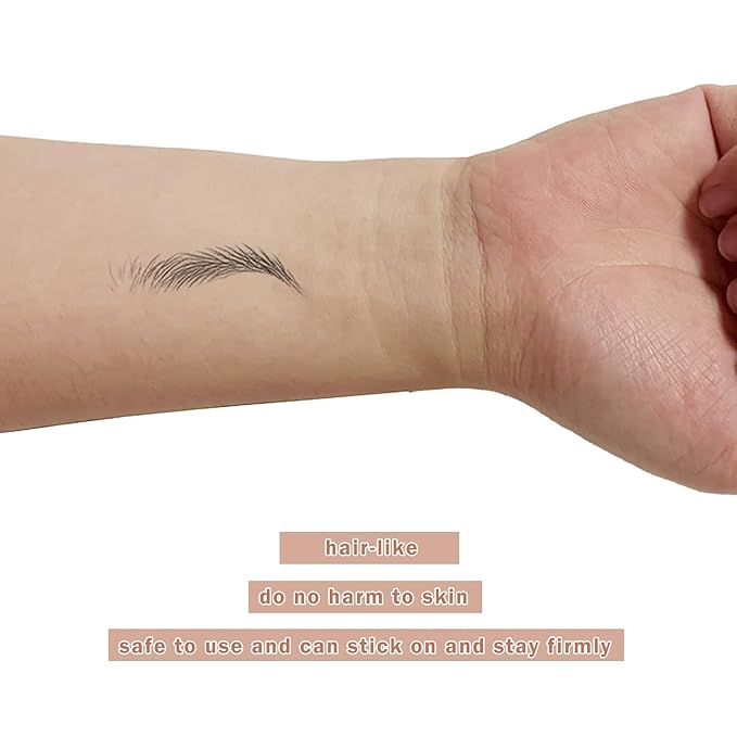 Black Eyebrow Tattoo 6 Sheets, Hair-Like Popular Fake Eyebrows Waterproof Lasting 4D Realistic Makeup Tattoo, Eyebrow Transfer Stickers for Women Girls