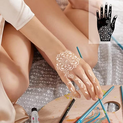 XMASIR 20 Sheets Henna Tattoo Kit Stencil for Hand, Temporary Airbrush Tattoo Stencils Arabian Tattoo Stickers Henna Templates for Body Paint Art (20Pcs-1)