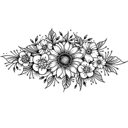 Tattoo Tech, 2 Sheets Extra-Large Semi Permanent Tattoo, Adult Art Design Temporary Tattoos, Lasts 1-2 Weeks, Waterproof, Realistic Look, No Adhesive, No Reflection (Flower Design)