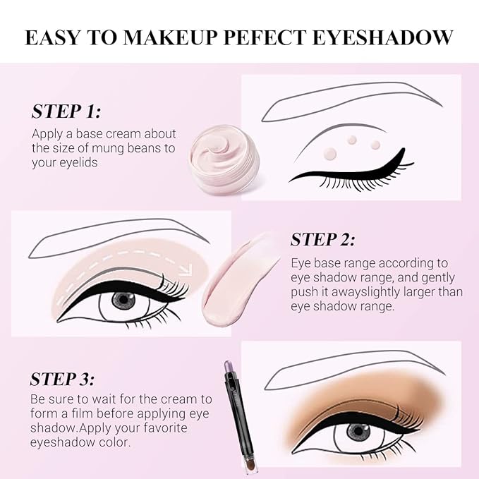 Eyeshadow Primer, Eye primer＆Eyeliner Primer, Cream Matte Eye Shadow Base, Makeup Looks - Lasts All Day-0.35 oz