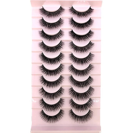 HBZGTLAD Soft Mink Eyelashes 3D Curl Winged End Eye Elongated Fake Lashes Thick Handmade Natural False Eyelash Messy Cross Lash Wholesale (FT-01)