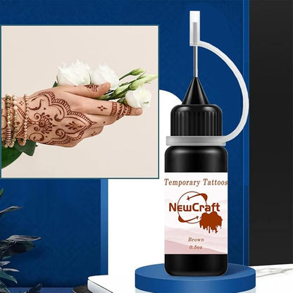Temporary Tattoo Kit, Makeup Inks, Freckles Gel for Art Markers, 102 Patterns Fake Tattoos stencils DIY for Men Women - 3 Bottles (Brown)